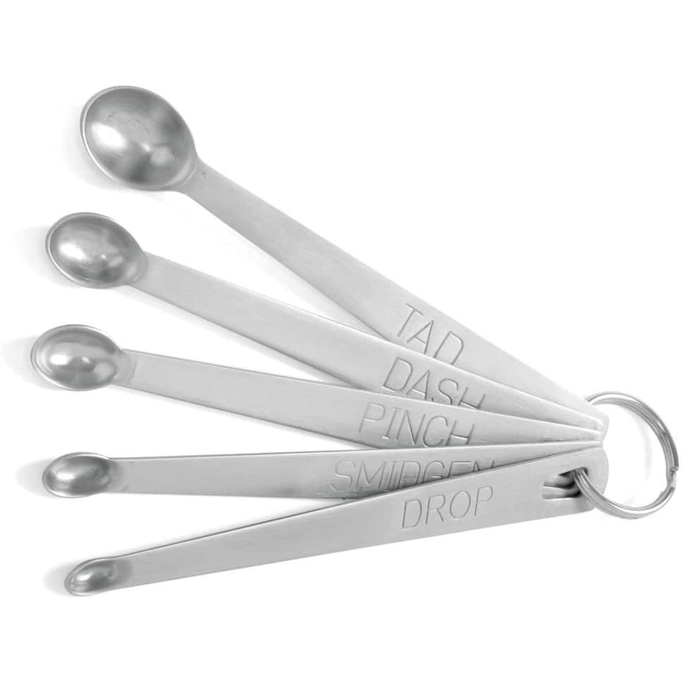 Norpro 5-Piece Mini Stainless Steel Measuring Spoons Set - Tad, Dash, Pinch, Smidgen and Drop - Silver