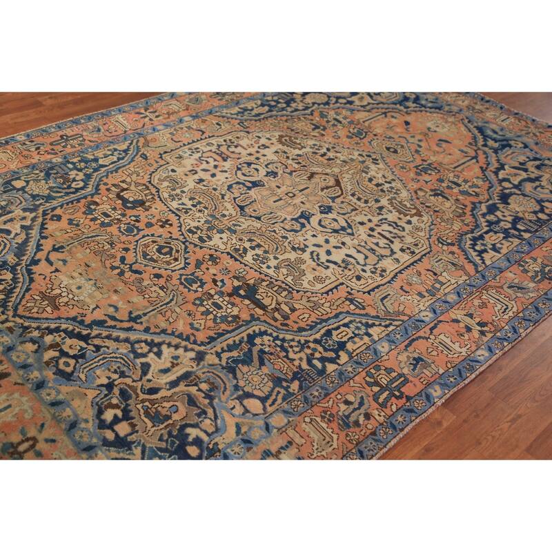 Orange Bakhtiari Persian Area Rug Hand-Knotted Wool Carpet - 6'8"x 9'9"
