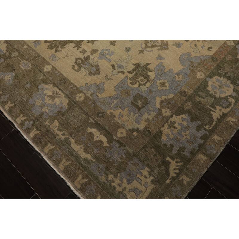 9'11''x13'4'' Hand Knotted Crafts Beige Oushak Wool Oriental Rug - 9' 11'' x 13' 4''