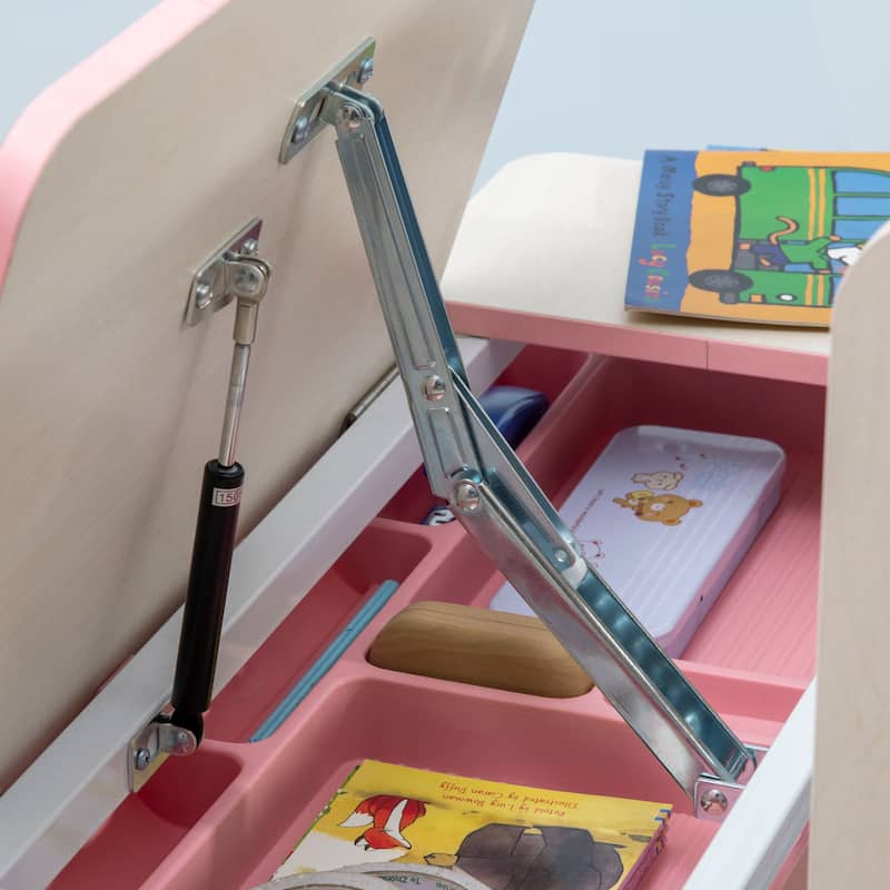 MDF Wood Kids Desk and Chair Set for 3-6 Years Old with Storage Drawer and Compartment - 31.5" L x 15.25" W x 23.25" H