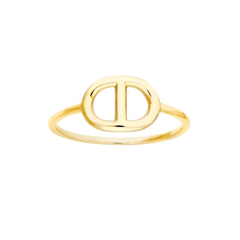 Curata 14K Yellow Gold Open Puffed Mariner Link Stackable Ring
