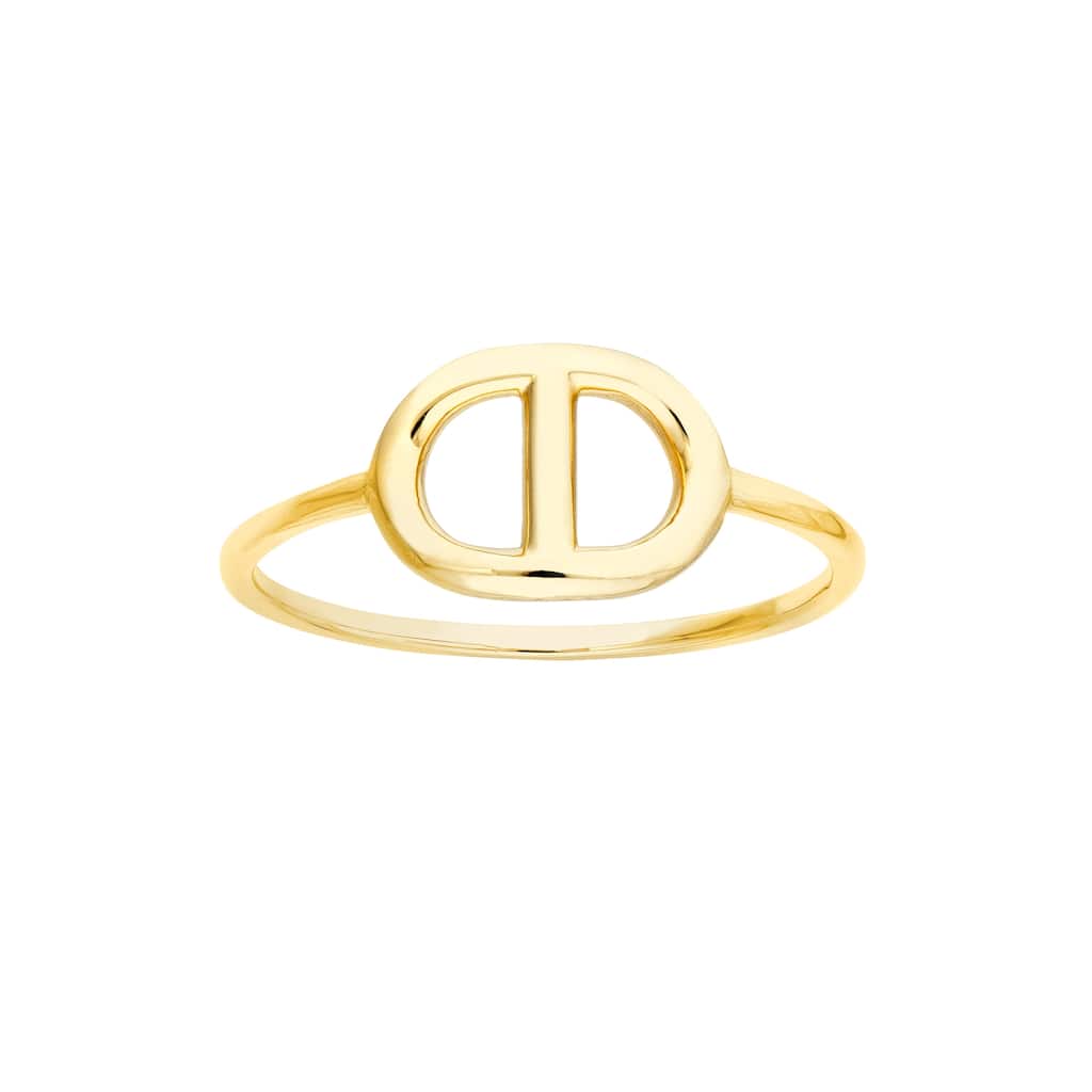 Curata 14K Yellow Gold Open Puffed Mariner Link Stackable Ring