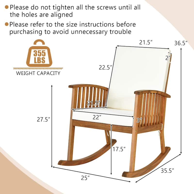 Gymax Patio Wooden Rocking Chair Lawn Garden Outdoor w/ Armrest