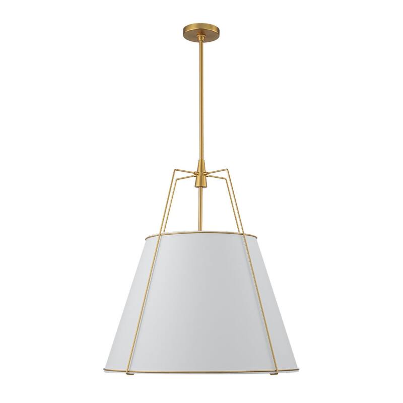 Mid Century 4-Light Conical Fabric Shade Lantern Pendant Ambient Light