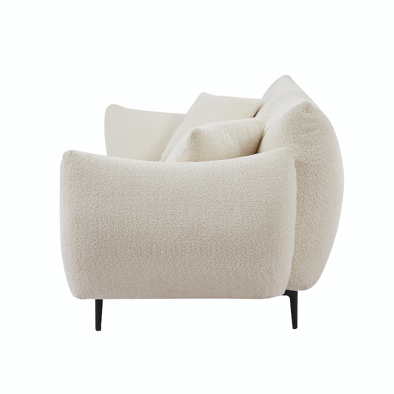 Oversized Sherpa Loveseat - 4-Seater Sofa with Metal Legs