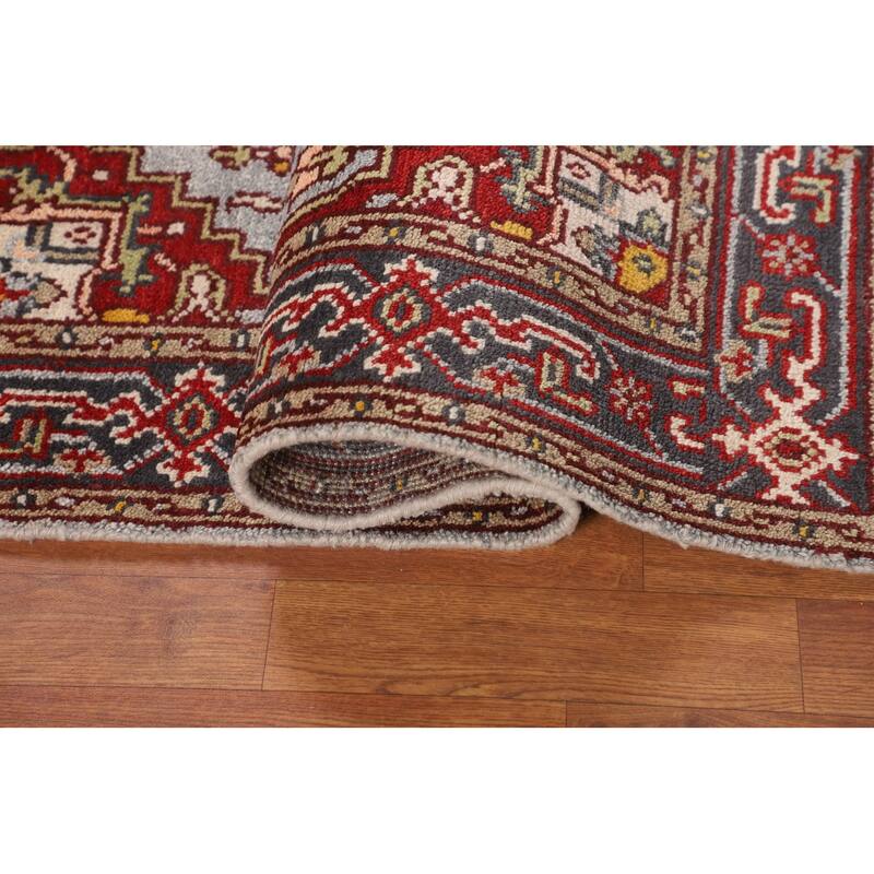 Geometric Heriz Serapi Indian Accent Rug Handmade Wool Carpet - 2'11" X 5'0"