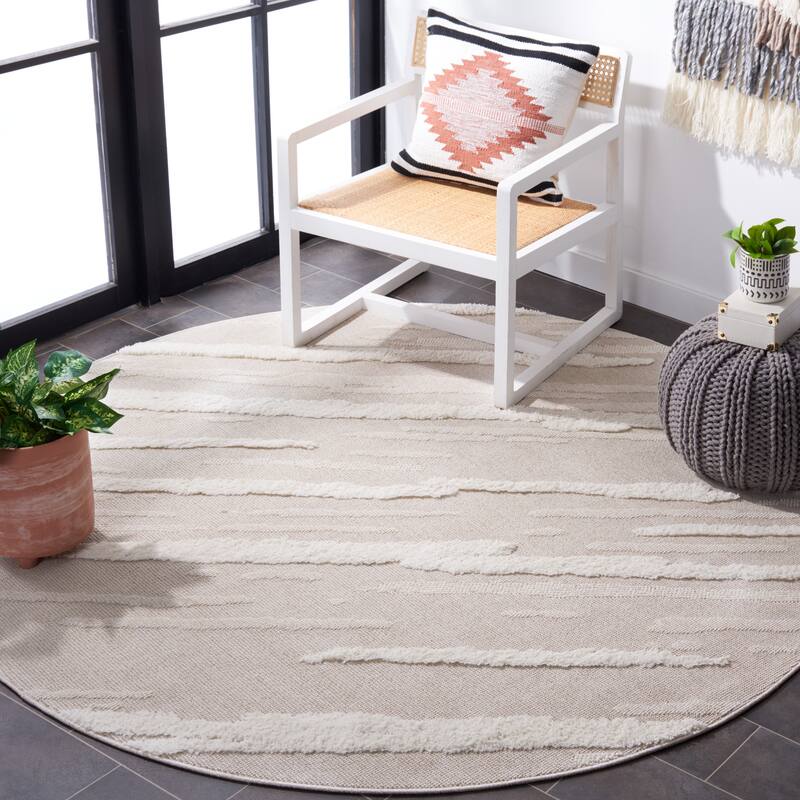 SAFAVIEH Trends Birtie Abstract Rug - 6'7" Round - Beige/Ivory