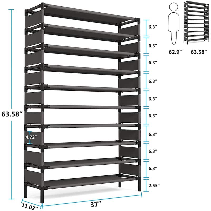 10 Tiers 50 Pair Metal Shoe Rack Shoe Shelf