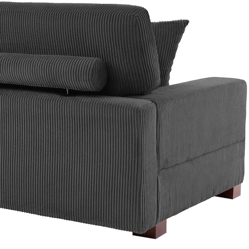 Corduroy Couch Modular Sectional Sofa with Pillows