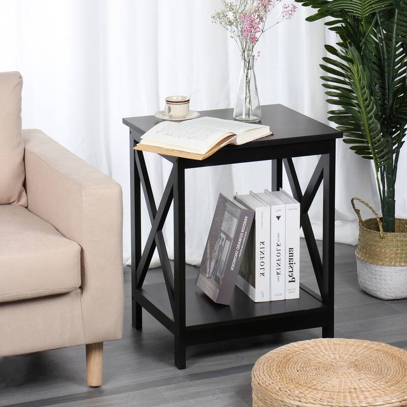 Proman Products Univo End Table, Matt Black Finish, 19" W x 15.75" D x 23.75" H