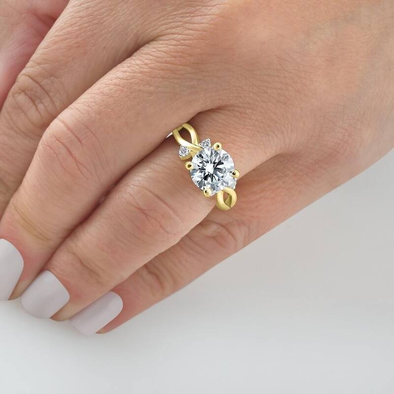 2 5/8Ct Moissanite & Diamond Twist Engagement Ring in Yellow Gold