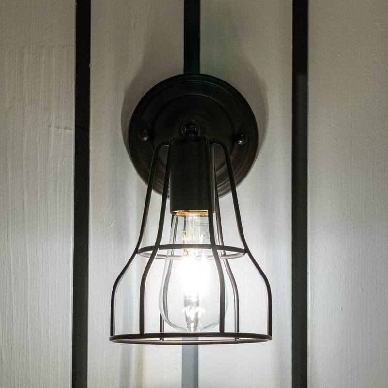 Clybourn 1 Light Bronze Adjustable Wire Cage Bathroom Wall Fixture - 5.38-in W x 9.75-in H x 6.75-in D