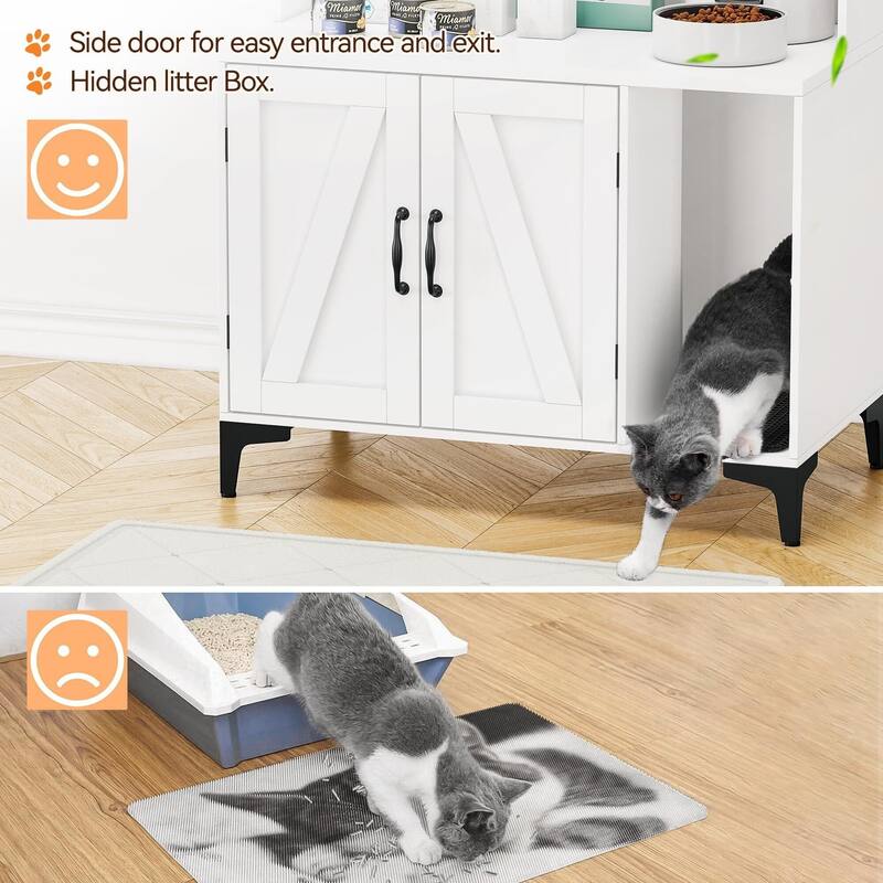 Cat Litter Box Enclosure With Shelves,Hidden Litter Box Furniture