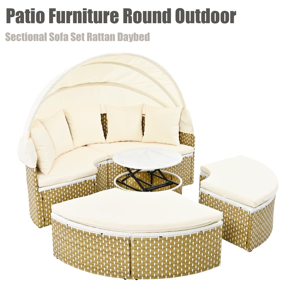 Patio Furniture Round Outdoor Sectional Sofa Set