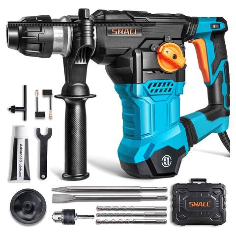 SHALL 1-1/4 Inch SDS Plus Heavy Duty Rotary 12.5 AMP Hammer Drill with 3 Bits - 17.75 pounds