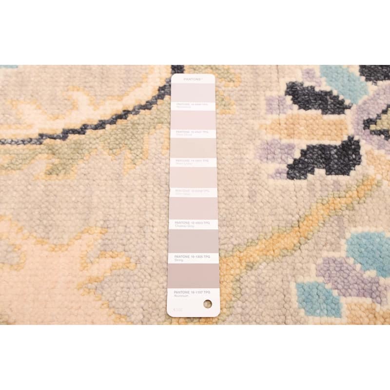 ECARPETGALLERY Hand-knotted Modern Oushak Light Grey Wool Rug - 6'1 x 9'1