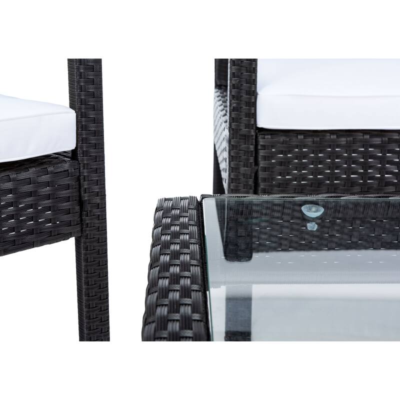 SAFAVIEH Outdoor Bassey 4-Piece Conversation Patio Set. - 39.78" x 24.18" x 32.37"