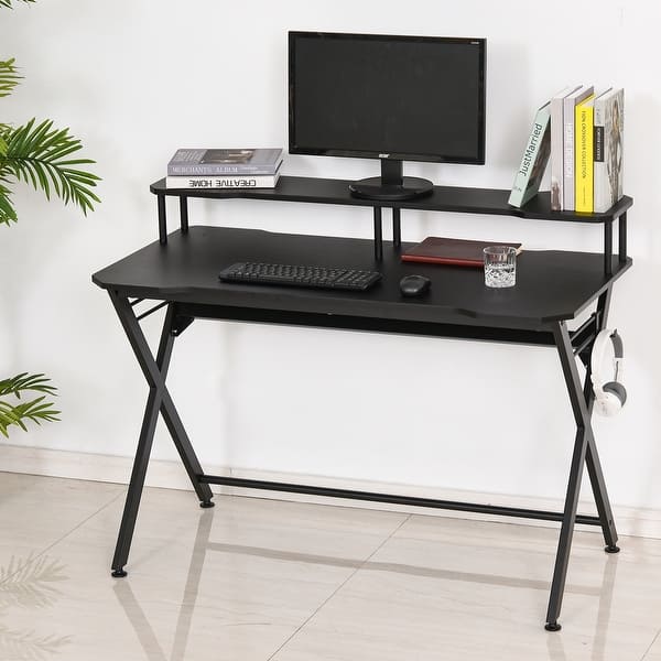 Shop Black Friday Deals On Homcom 55 Inch Gaming Computer Desk Writing Racing Table Workstation With Headphone Hook Adjustable Feet For Home Office Use Overstock 31690781