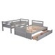 preview thumbnail 15 of 44, Versatility Twin over Full Wooden Kids Bed Bunk Bed with Two Storage Drawers,Ladder and Guardrails