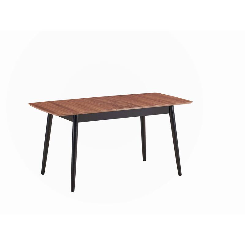 Natural and Black Dining Table with Bufferfly Leaf