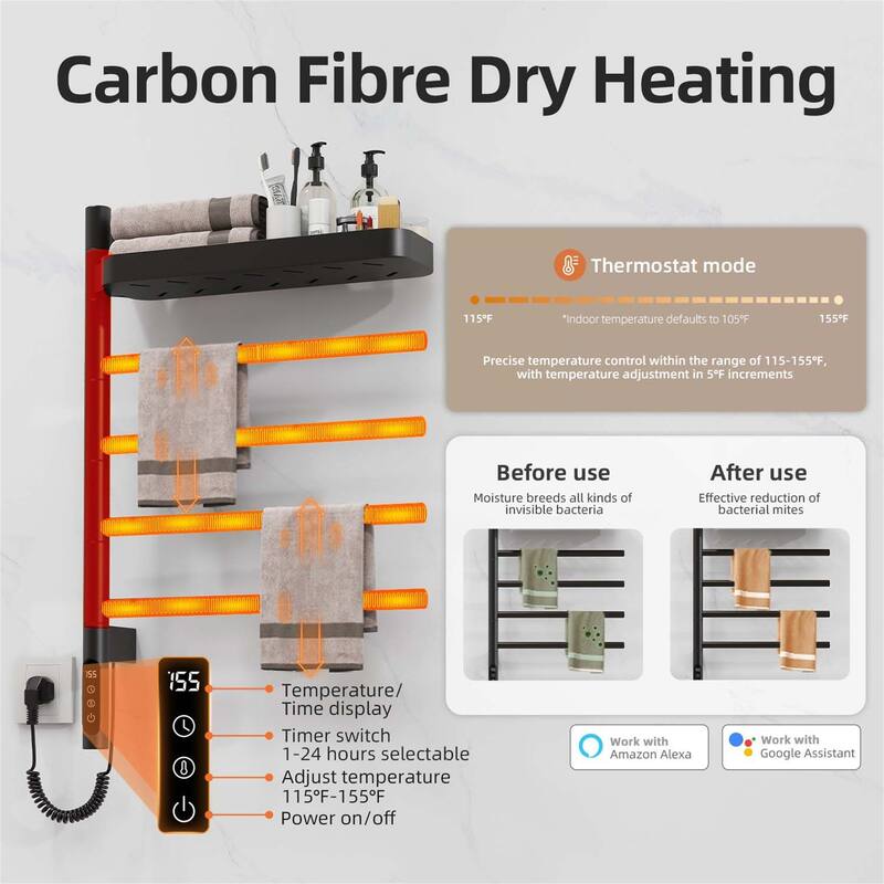 Smart Rotating Heated Towel Rack for Bathroom,Towel Warmer