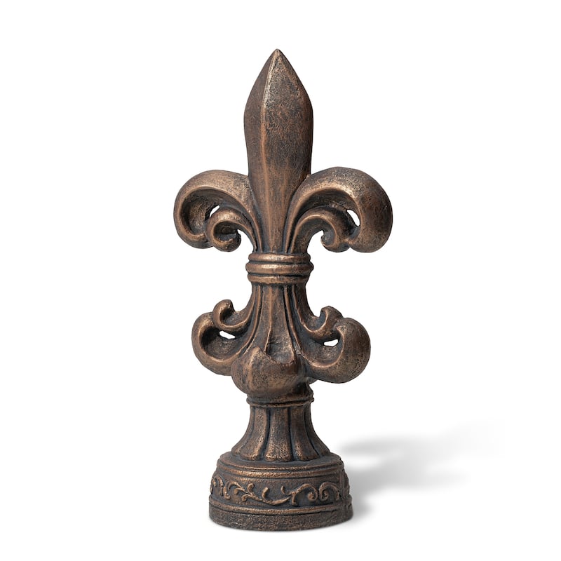 MgO Bronze French Holiness Fleur De Lis LYS Garden Statue Coastal Sculpture by Glitzhome