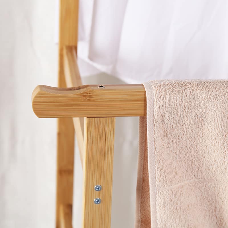 Clothing Rack Bamboo Garment Rack Rolling Coat Hanging Stand - 31.5x15.7x63 inch