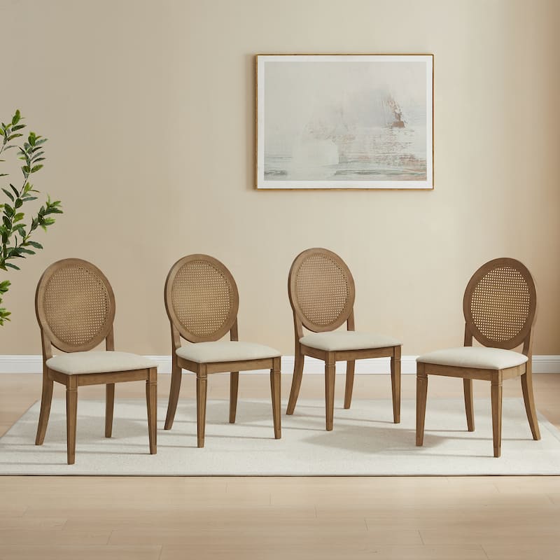 Crosley Katia 4-Piece Upholstered Cane-Back Dining Chair Set