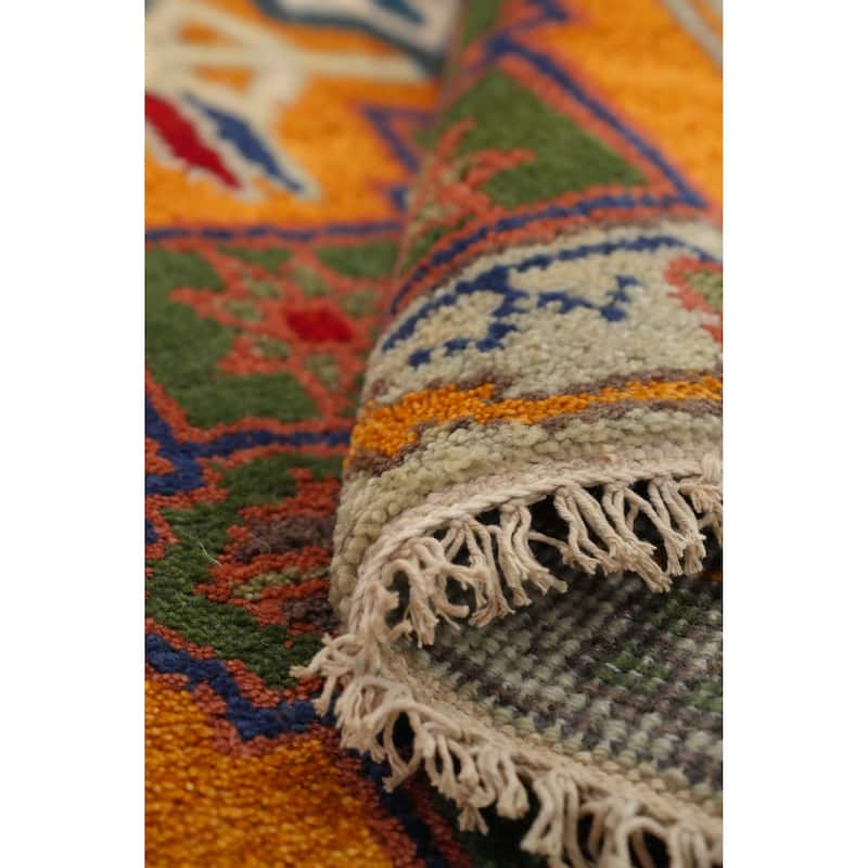 Hand Knotted Oriental 100% Wool Carpet Transitional All-Over Oranges & Rust Oushak Runner Rug - 8' 1'' X 2' 7''