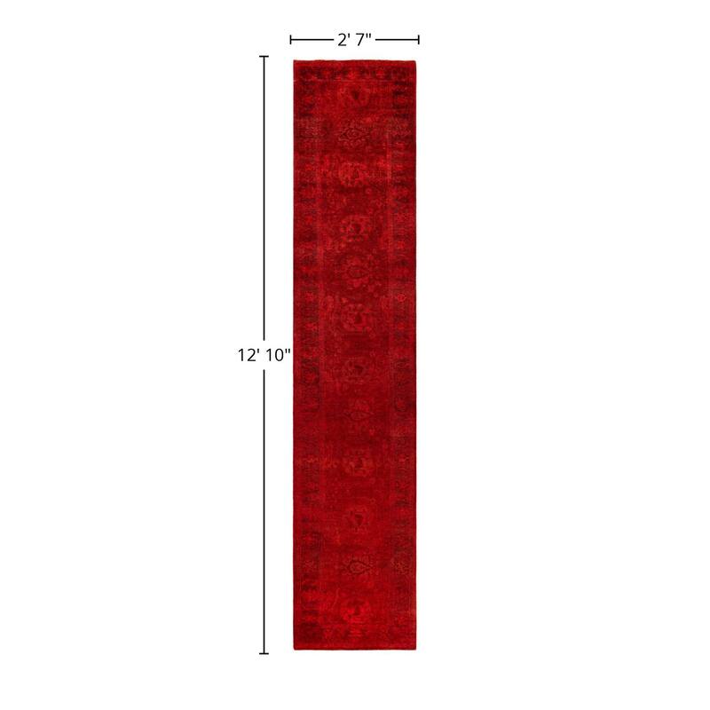 Overdyed One-of-a-Kind Hand-Knotted Area Rug - Red - 2' 7" x 12' 10"