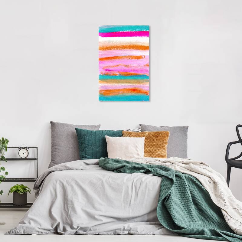 Wynwood Studio Abstract Deep Waters Pink and Turquoise Modern & Contemporary Wall Art Canvas Print - 24 x 16