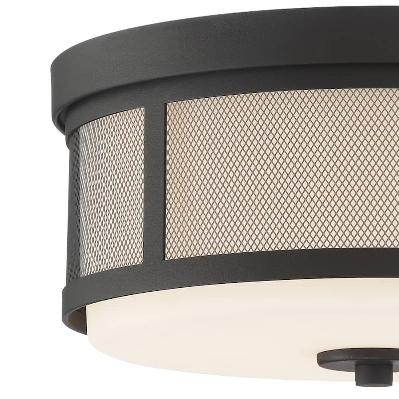 Trevor 2 Light Black Forged Ceiling Mount - 13.62'' W x 6.37'' H
