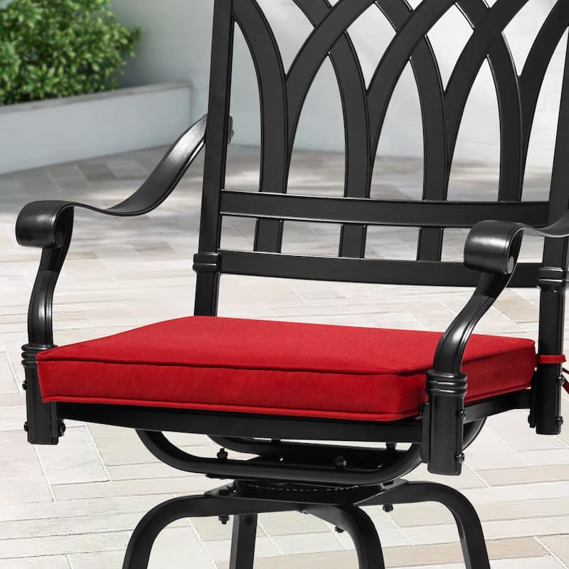 E-Coated Cast Aluminum 2PCS Patio Swivel Bar Stool Set with Olefin Cushions