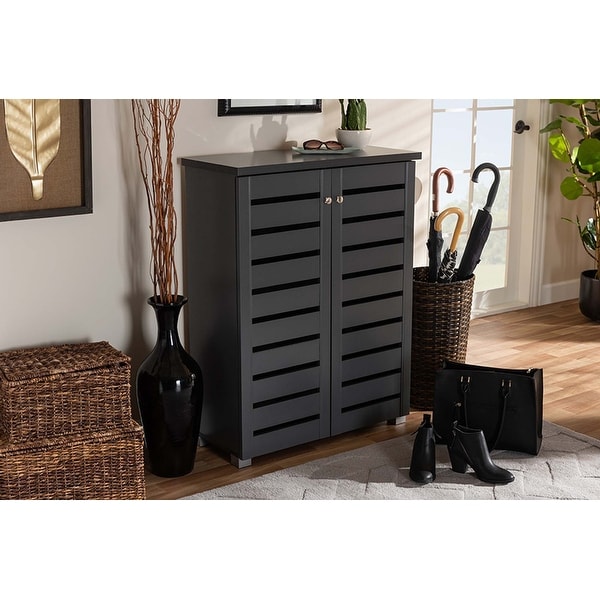 Verdell Dark Gray 2 Door Wooden Entryway Shoe Storage Cabinet