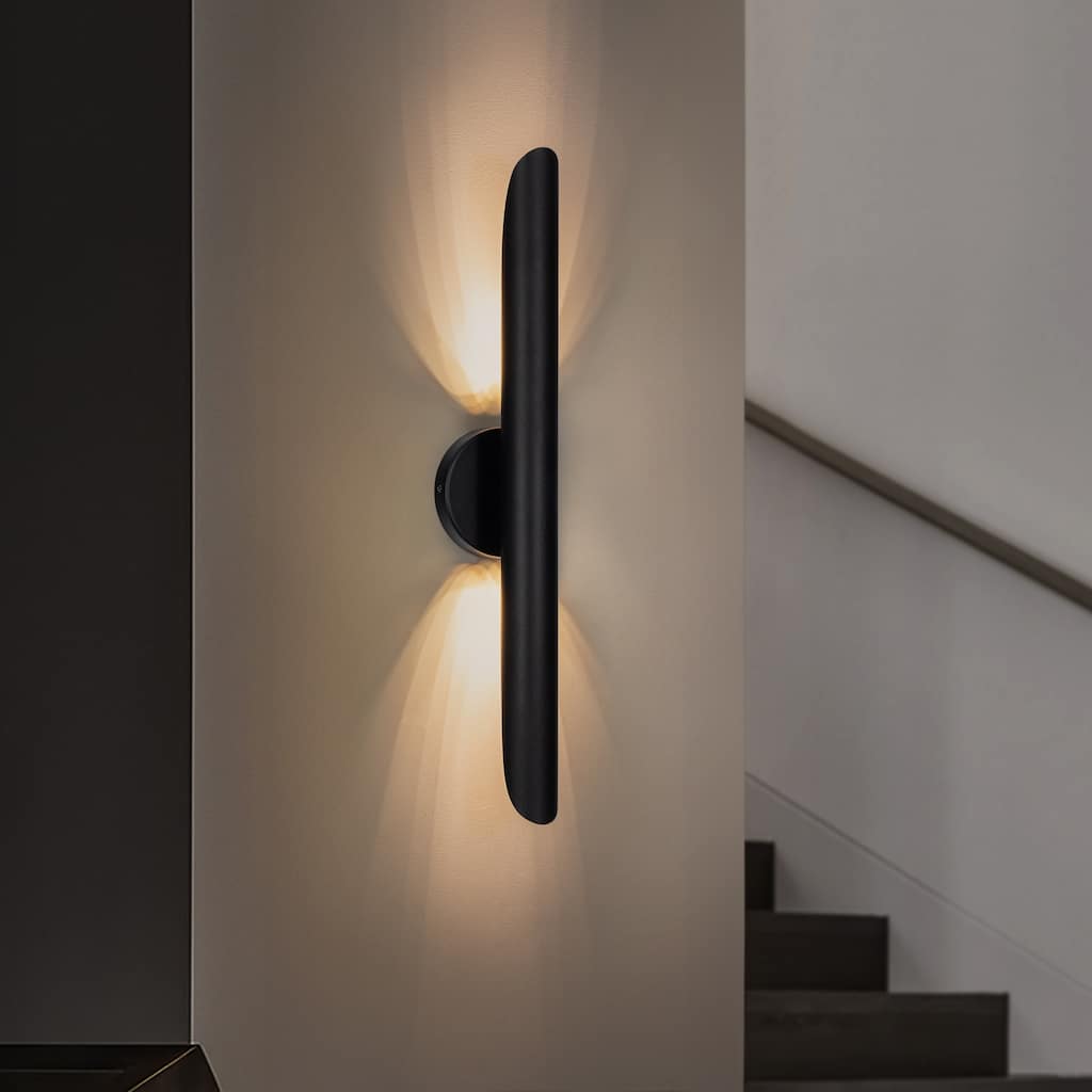 23.6 in. Modern Linear Black/Gold Dimmable Bathroom Vanity Light over Mirror Metal LED Wall Sconce Lighting