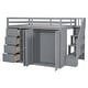 preview thumbnail 14 of 38, Full Size Wood Loft Bed With Built-in Wardrobes,Cabinets and Drawers