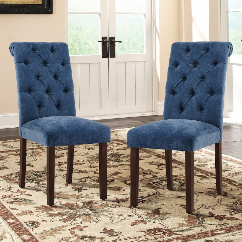 Tufted Parsons Dining Chairs - Velvet-Like Upholstery & Padded Seats for Kitchen & Dining Room