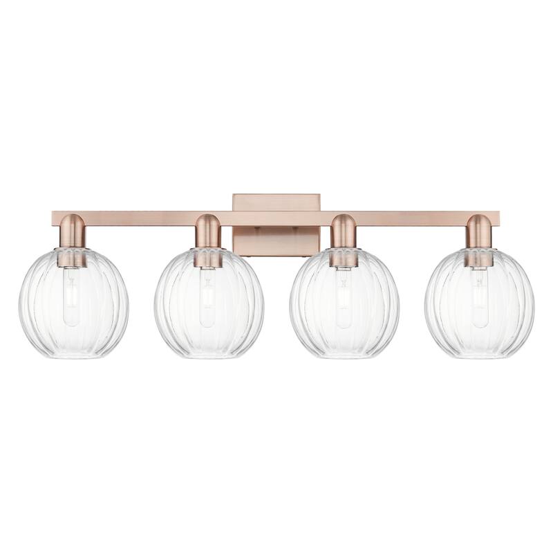 Innovations Lighting Downtown Urban - Preston - 4 Light 36" Globe Shade Bath Vanity Light - Clear/Antique Copper