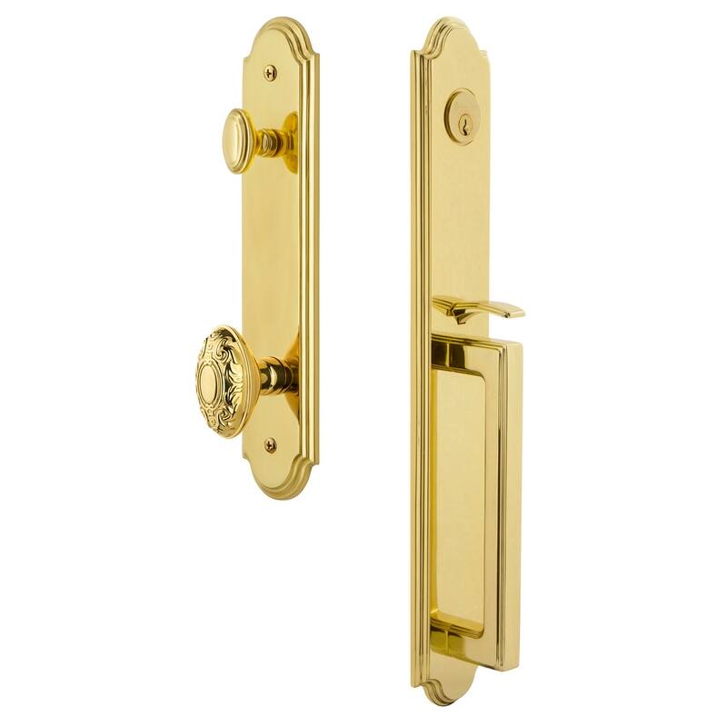 Grandeur Arc Solid Brass Rose Dummy Full Plate "D" Grip Handleset with - Lifetime Brass
