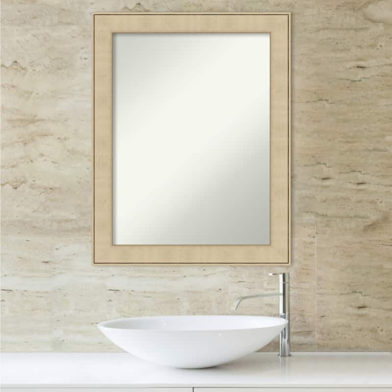 Non-Beveled Bathroom Wall Mirror - Classic Honey Silver Frame