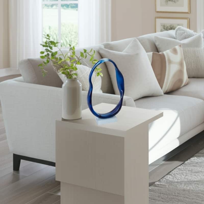 Resin Sculpture Statement with Crystal Base Home Decor - 12" Blue - 9.25" x 2.5" x 11.5"