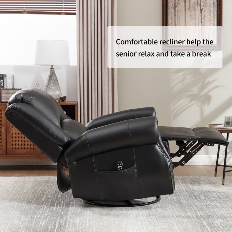 Heat Massage Manual Recliner Chair with Rocker and Swivel in Fabric for Living Room