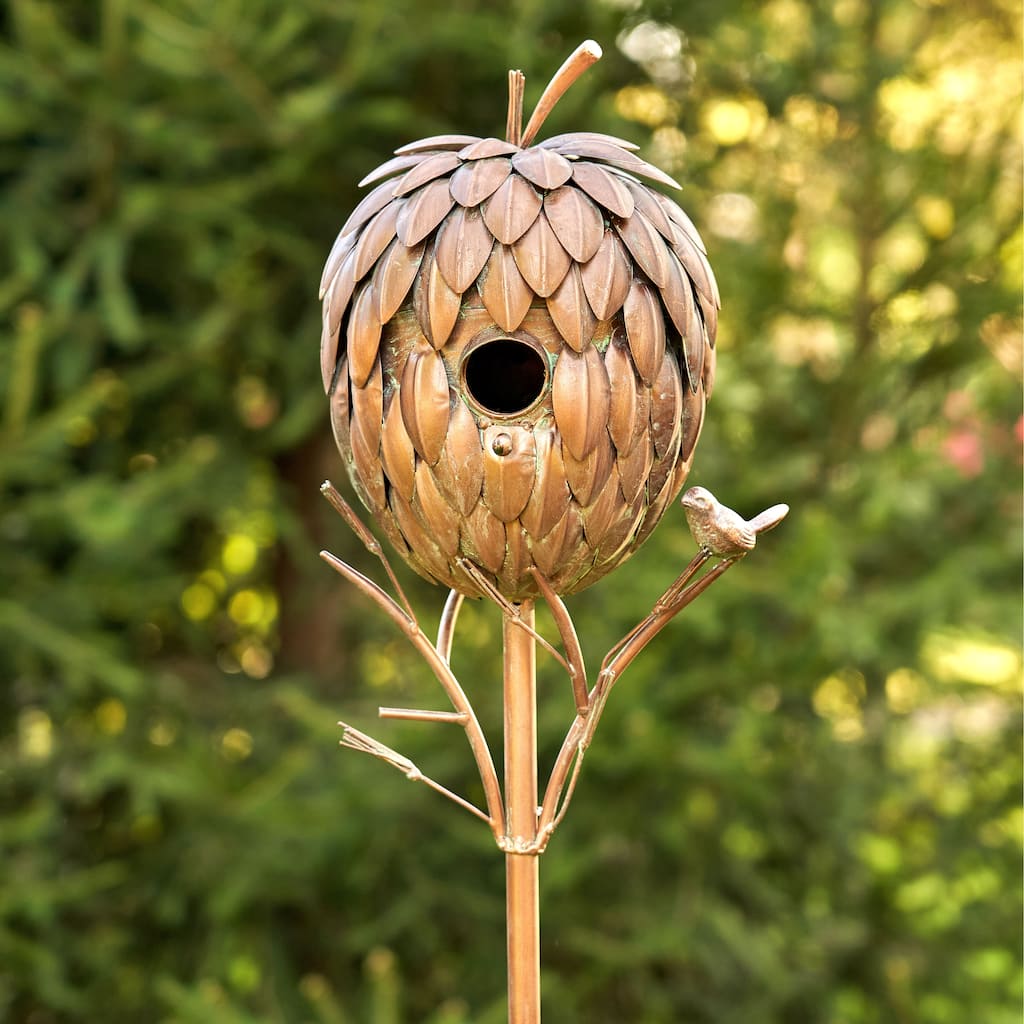 Pinecone Shaped Copper Birdhouse Stake