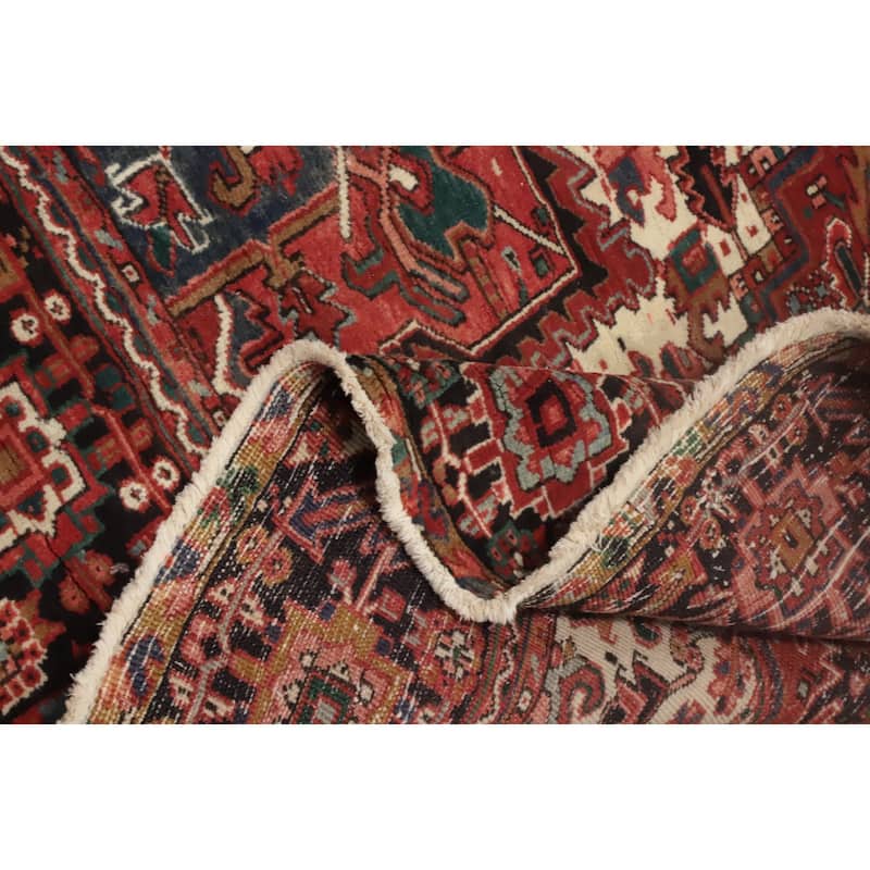 Hand Knotted Oriental 100% Wool Carpet Traditional Medallion Red Heriz Area Rug - 11' 0'' X 8' 0''