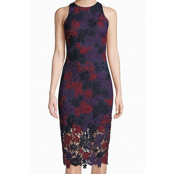 alexia admor red floral lace sheath