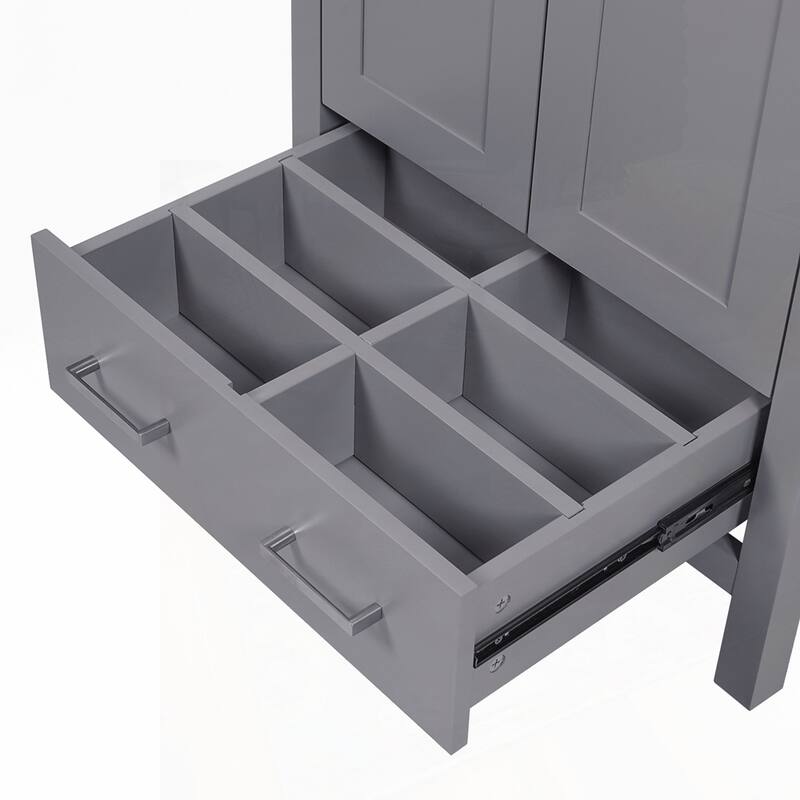 bathroom vanity with integrated undermount basin and a storage cabinet featuring 2 doors and 1 drawer