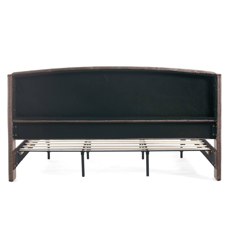 Christopher Knight Home - Amara Traditional Velvet Upholstered Sleigh Bed with Wingback Headboard & Scroll Footboard, King Size