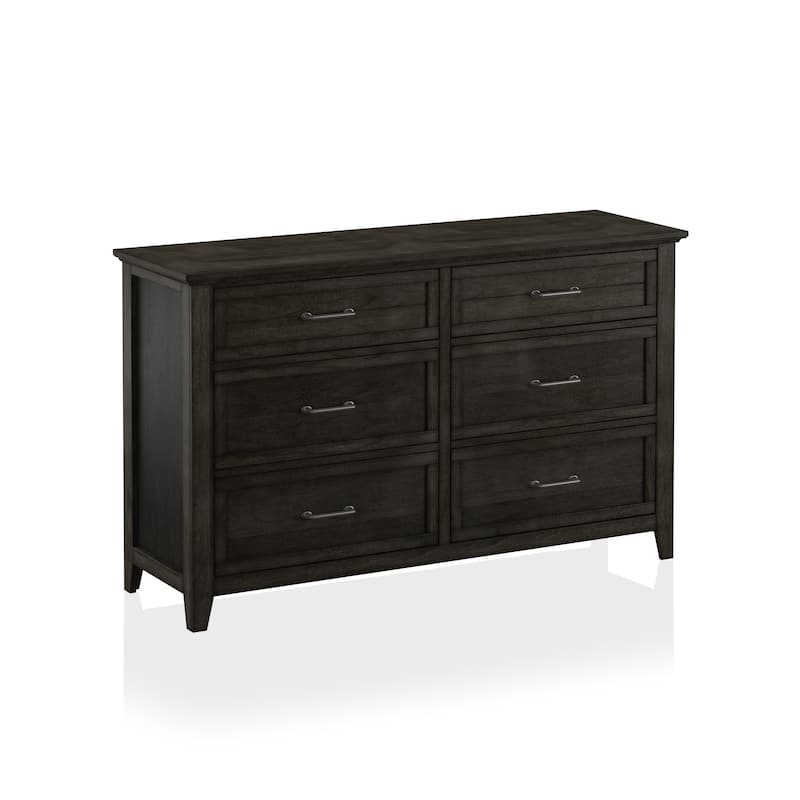 Inyx Transitional Walnut 58-inch Wide 6-Drawer Solid Wood Dresser by Furniture of America