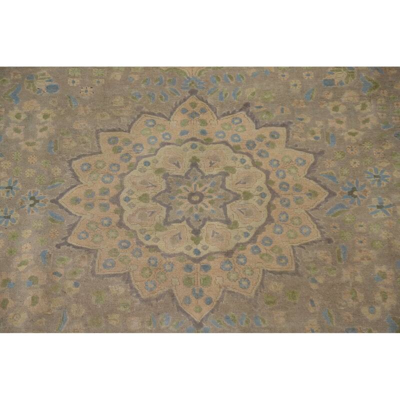 Hand Knotted Oriental 100% Wool Carpet Traditional Medallion Greys & Charcoal Tabriz Area Rug - 10' 11'' X 8' 5''