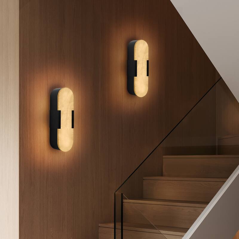 Set of 2 13.8" Natural Marble Wall Sconces